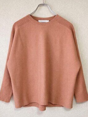 Mercy Knit Sweater Brown Ribbed Panel Dolman Sleeve